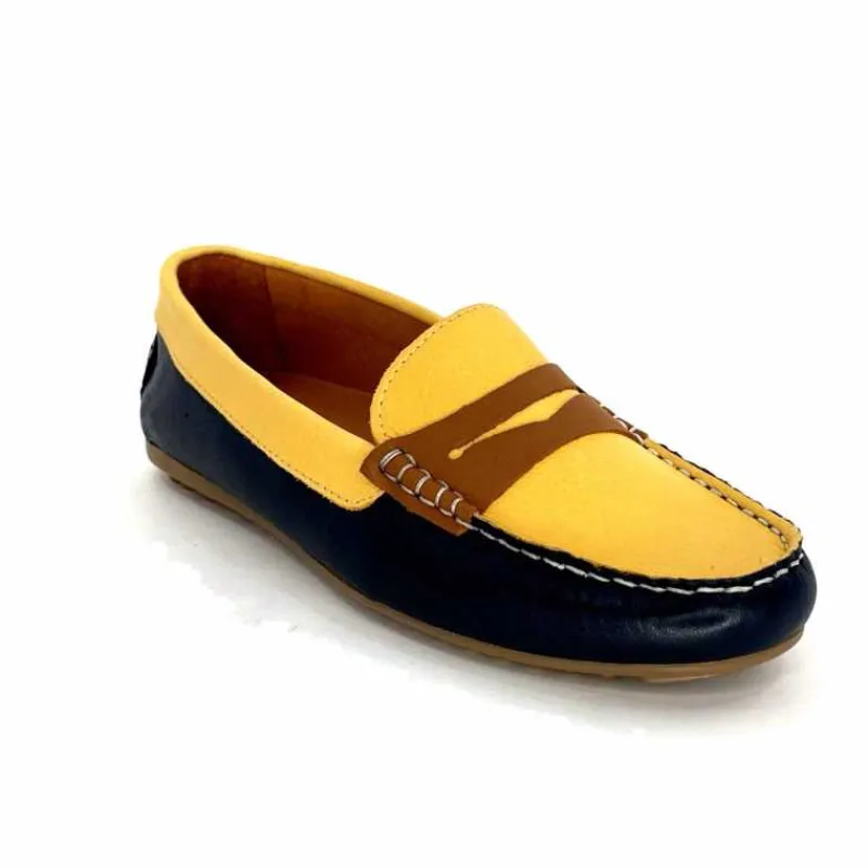 Basic|Mocassins<Ivoire0209b Mocassins Ivoire 10322 Sauvage Cuir Bleu Marine Marron Jaune