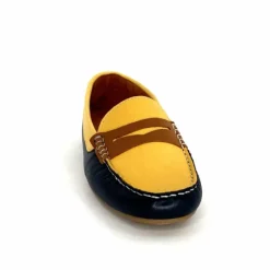 Basic|Mocassins<Ivoire0209b Mocassins Ivoire 10322 Sauvage Cuir Bleu Marine Marron Jaune