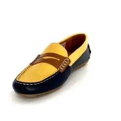 Basic|Mocassins<Ivoire0209b Mocassins Ivoire 10322 Sauvage Cuir Bleu Marine Marron Jaune