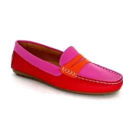 Basic|Mocassins<Ivoire0209b Mocassins Ivoire 10322 Sauvage Cuir Rouge Orange Rose