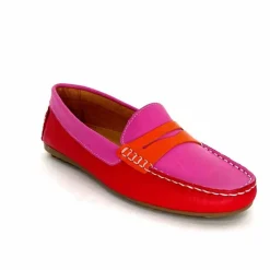 Basic|Mocassins<Ivoire0209b Mocassins Ivoire 10322 Sauvage Cuir Rouge Orange Rose