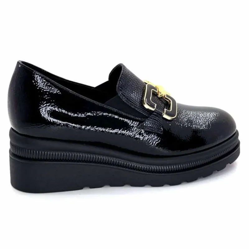 Compensées & Plateformes|Bijoux<Ivoire0130a Mocassins Ivoire 3a5452 Vernis Noir