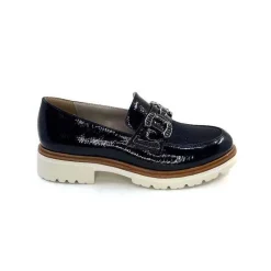 Masculin|Mocassins<Ivoire0130a Mocassins Ivoire 8B5085 Cuir Vernis Textile Bleu Marine