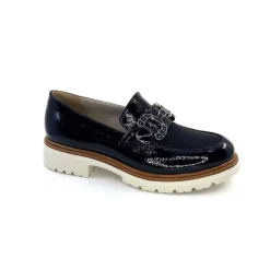 Masculin|Mocassins<Ivoire0130a Mocassins Ivoire 8B5085 Cuir Vernis Textile Bleu Marine