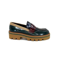 Elégant|Mocassins<JHay Mocassins 1128 Cuir Glacée Noir Bordeaux Vert