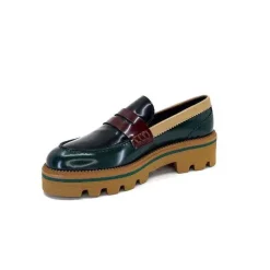 Elégant|Mocassins<JHay Mocassins 1128 Cuir Glacée Noir Bordeaux Vert