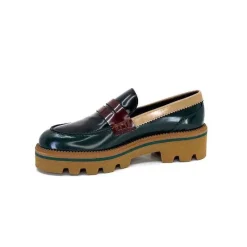 Elégant|Mocassins<JHay Mocassins 1128 Cuir Glacée Noir Bordeaux Vert
