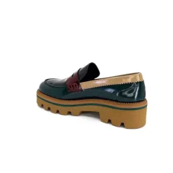 Elégant|Mocassins<JHay Mocassins 1128 Cuir Glacée Noir Bordeaux Vert