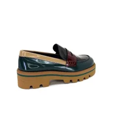 Elégant|Mocassins<JHay Mocassins 1128 Cuir Glacée Noir Bordeaux Vert