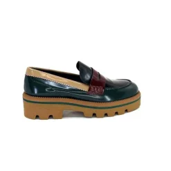 Elégant|Mocassins<JHay Mocassins 1128 Cuir Glacée Noir Bordeaux Vert