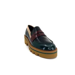 Elégant|Mocassins<JHay Mocassins 1128 Cuir Glacée Noir Bordeaux Vert