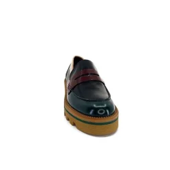 Elégant|Mocassins<JHay Mocassins 1128 Cuir Glacée Noir Bordeaux Vert