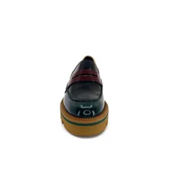 Elégant|Mocassins<JHay Mocassins 1128 Cuir Glacée Noir Bordeaux Vert