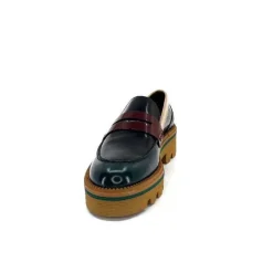 Elégant|Mocassins<JHay Mocassins 1128 Cuir Glacée Noir Bordeaux Vert