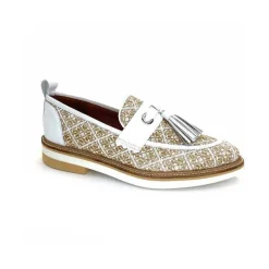 Masculin|Mocassins<Philippe Morvan Mocassins 6120 Cuir Raffia Beige Blanc