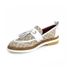 Masculin|Mocassins<Philippe Morvan Mocassins 6120 Cuir Raffia Beige Blanc