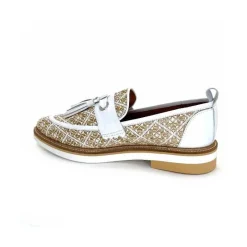 Masculin|Mocassins<Philippe Morvan Mocassins 6120 Cuir Raffia Beige Blanc