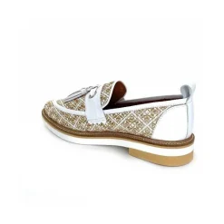 Masculin|Mocassins<Philippe Morvan Mocassins 6120 Cuir Raffia Beige Blanc