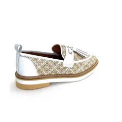 Masculin|Mocassins<Philippe Morvan Mocassins 6120 Cuir Raffia Beige Blanc