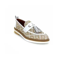 Masculin|Mocassins<Philippe Morvan Mocassins 6120 Cuir Raffia Beige Blanc