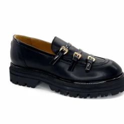 Féminin|Fantaisie<GioPiu Mocassins Plateforme Mia 01 Cuir Noir