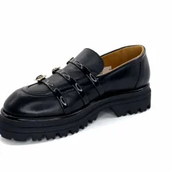 Féminin|Fantaisie<GioPiu Mocassins Plateforme Mia 01 Cuir Noir