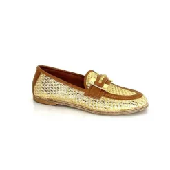 Masculin|Mocassins<AS 98 MocassinsB77101-101 Cuir Raffia Doré Marron