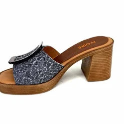 Vacances|Mules<380-ivoire Mules à Talon Ivoire 65383 Bleu &amp; Gris Marine