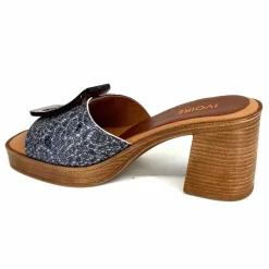 Vacances|Mules<380-ivoire Mules à Talon Ivoire 65383 Bleu &amp; Gris Marine
