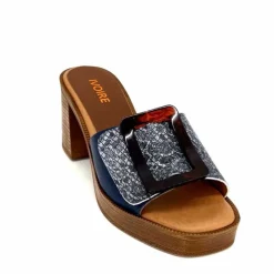 Vacances|Mules<380-ivoire Mules à Talon Ivoire 65383 Bleu &amp; Gris Marine