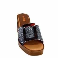 Vacances|Mules<380-ivoire Mules à Talon Ivoire 65383 Bleu &amp; Gris Marine