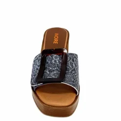 Vacances|Mules<380-ivoire Mules à Talon Ivoire 65383 Bleu &amp; Gris Marine