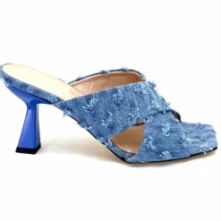 Vacances|Soirée<Evaluna Mules à Talon Ivoire 5883 Denim Bleu