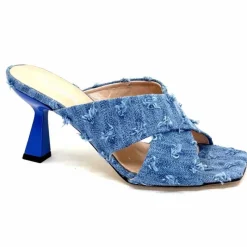 Vacances|Soirée<Evaluna Mules à Talon Ivoire 5883 Denim Bleu