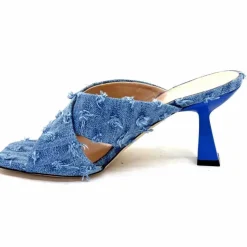 Vacances|Soirée<Evaluna Mules à Talon Ivoire 5883 Denim Bleu