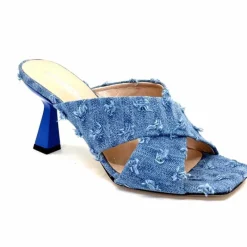Vacances|Soirée<Evaluna Mules à Talon Ivoire 5883 Denim Bleu
