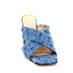 Vacances|Soirée<Evaluna Mules à Talon Ivoire 5883 Denim Bleu