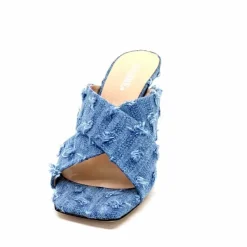 Vacances|Soirée<Evaluna Mules à Talon Ivoire 5883 Denim Bleu