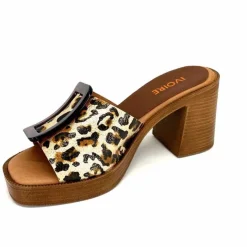 Vacances|Mules<380-ivoire Mules à Talon Ivoire 65383 Or Marron