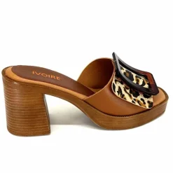 Vacances|Mules<380-ivoire Mules à Talon Ivoire 65383 Or Marron