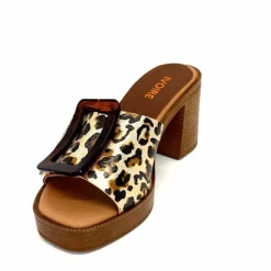 Vacances|Mules<380-ivoire Mules à Talon Ivoire 65383 Or Marron