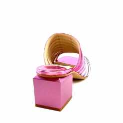 Vacances|Mules<ivoire-395 Mules à Talon Ivoire E10859 X Cuir Métal Dégrdé Argent Bleu Rose