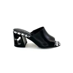 Talon|Féminin<Elue Par Nous Mules à Talon Métamorfose Rable Cuir Noir Blanc