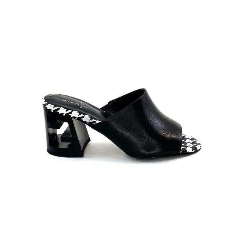 Talon|Féminin<Elue Par Nous Mules à Talon Métamorfose Rable Cuir Noir Blanc