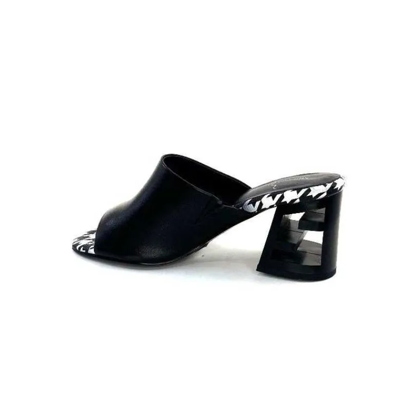 Talon|Féminin<Elue Par Nous Mules à Talon Métamorfose Rable Cuir Noir Blanc