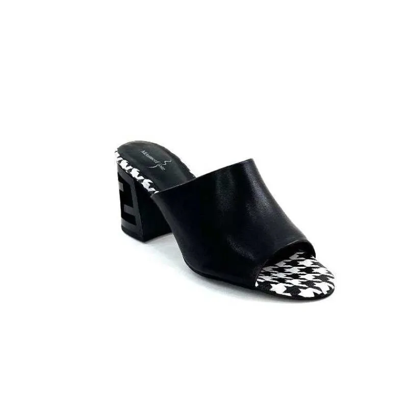 Talon|Féminin<Elue Par Nous Mules à Talon Métamorfose Rable Cuir Noir Blanc