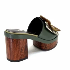 Vacances|Féminin<noa harmon Mules à Talon 9669 M33 Vert Marron