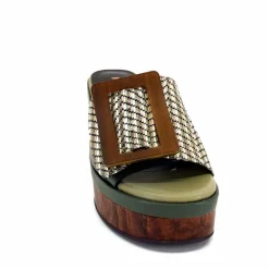 Vacances|Féminin<noa harmon Mules à Talon 9669 M33 Vert Marron