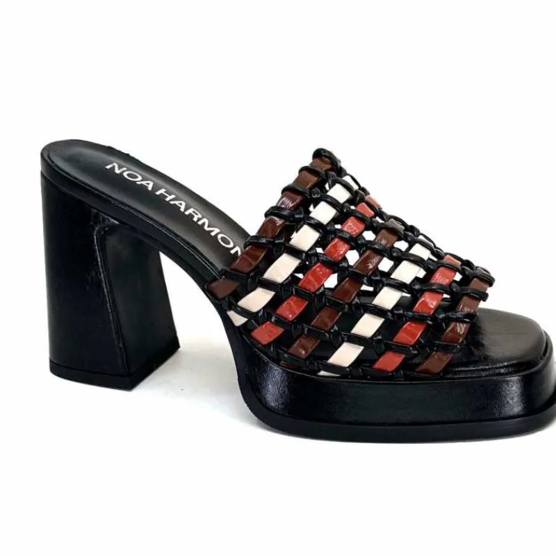 Talon|Féminin<noa harmon Mules à Talon 9711 M06 Cuir Multicolore Noir