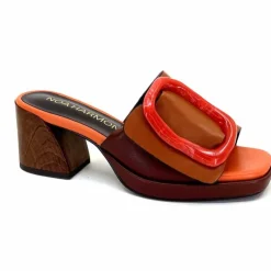 Féminin|Compensées & Plateformes<noa harmon Mules à Talon 9678m07 Cuir Multi Orange Marron